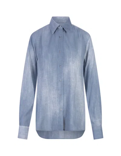 Shop Ermanno Scervino Marocain Denim Print Shirt In Blue
