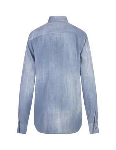 Shop Ermanno Scervino Marocain Denim Print Shirt In Blue