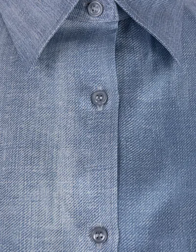 Shop Ermanno Scervino Jeans Printed Satin Over Shirt In Blue