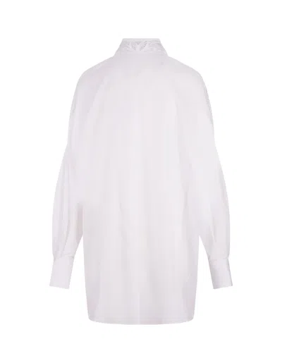 Shop Ermanno Scervino White Over Shirt With Sangallo Lace Cut-outs