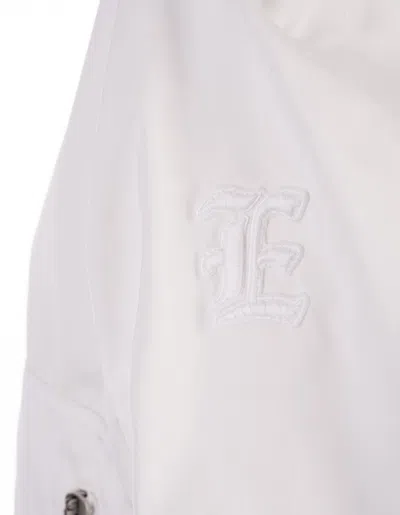 Shop Ermanno Scervino White Windbreaker Jacket With Sangallo Lace