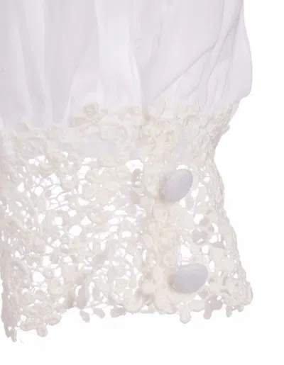 Shop Ermanno Scervino White Blouse With Flower Lace And Cut-out