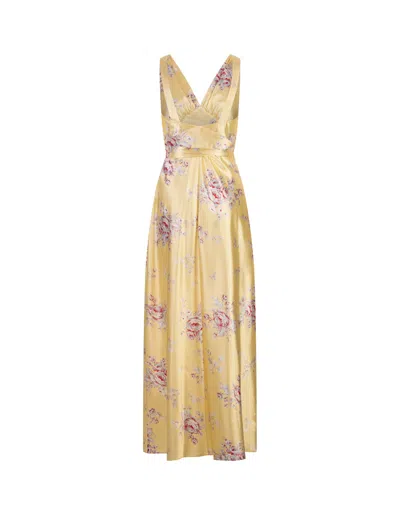 Shop Aspesi Yellow Printed Polyester Petticoat Dress