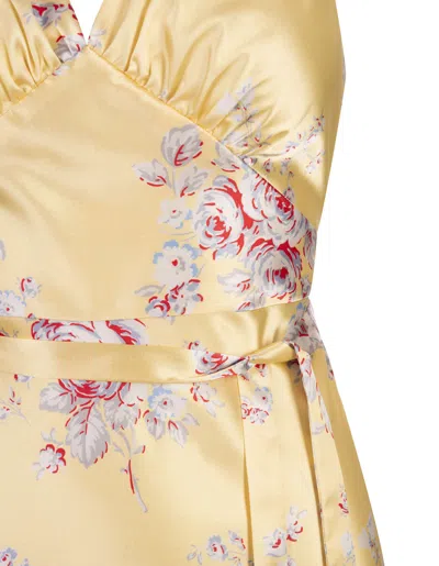 Shop Aspesi Yellow Printed Polyester Petticoat Dress