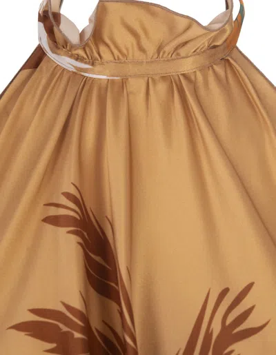 Shop Raquel Diniz Giovanna Long Dress In Sand Palms In Brown