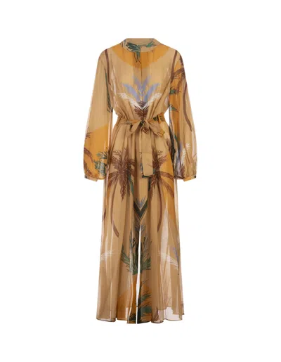 Shop Raquel Diniz Marla Long Robe In Sand Palms In Brown