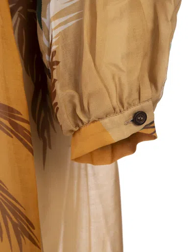 Shop Raquel Diniz Marla Long Robe In Sand Palms In Brown