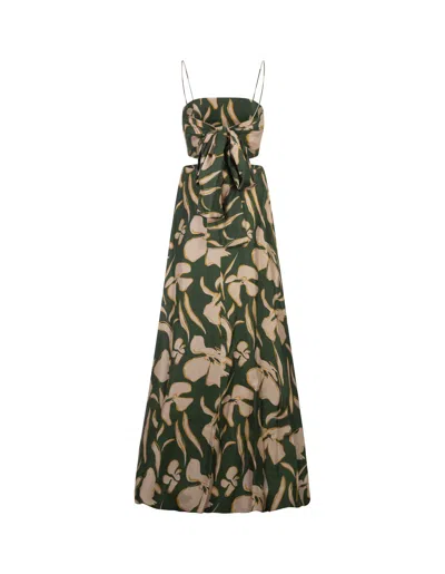 Shop Raquel Diniz Bali Long Dress In Green Floral