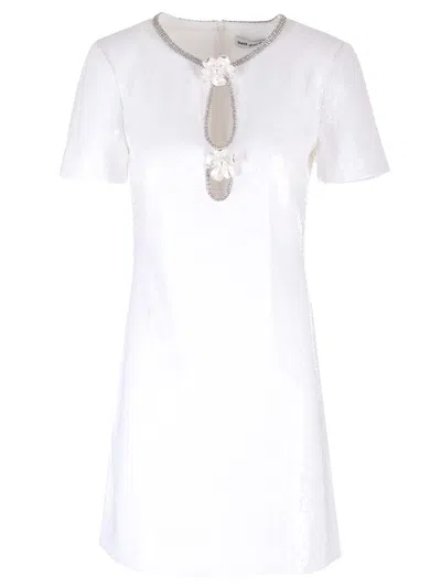 Shop Self-portrait White Mini Dress With Sequins