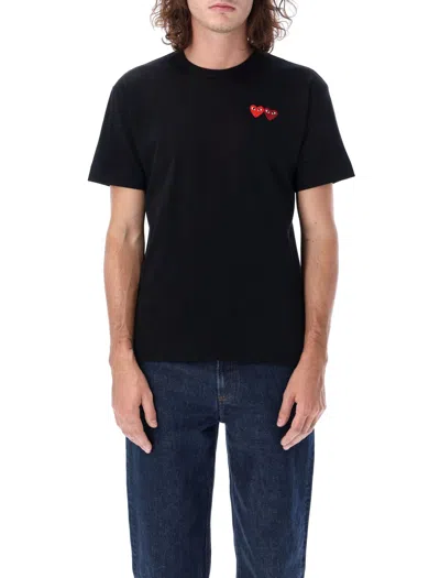 Shop Comme Des Garçons Play Double Patch T-shirt In Black