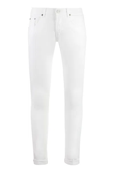 Dondup Belt Ring Denim Trousers In White
