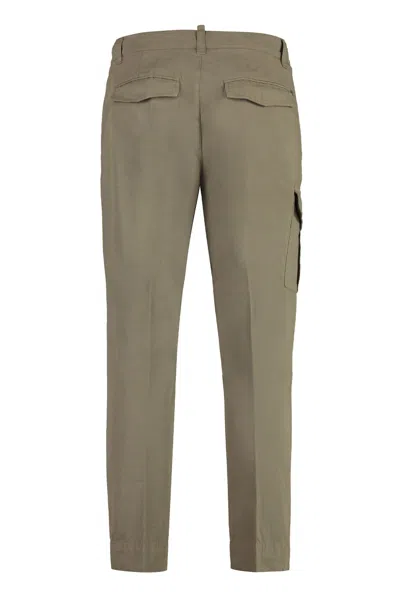 Dondup Cotton Cargo Trousers Multiple Pockets In Khaki
