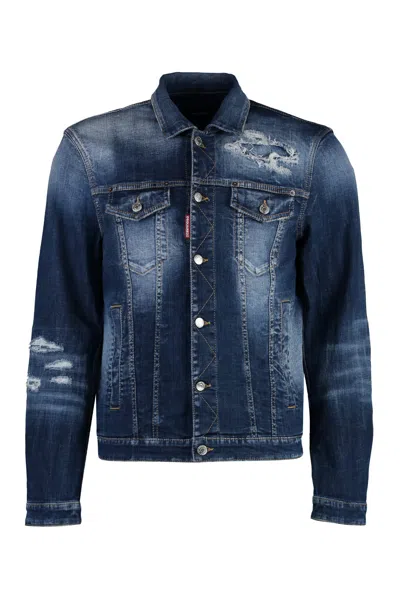 Shop Dsquared2 Dan Destroyed Denim Jacket