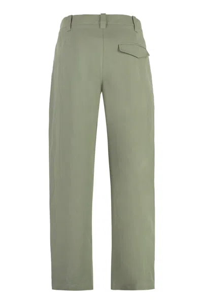 Shop Apc Renato Cotton-linen Trousers In Green