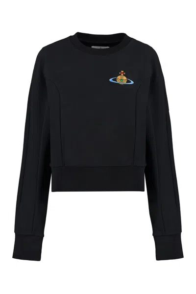 Shop Vivienne Westwood Cynthia Cotton Crew-neck Sweatshirt In Black