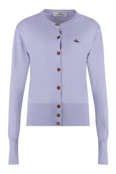 Shop Vivienne Westwood Bea Logo Detail Cotton Cardigan In Lilac