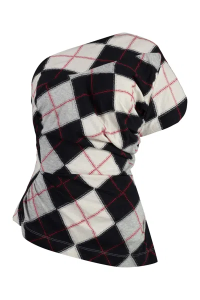 Shop Vivienne Westwood Argyle One-shoulder Top In Grey