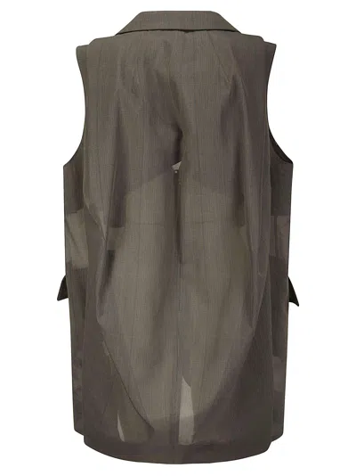 Shop Sacai Chalk Stripe / Glencheck Vest In Gray