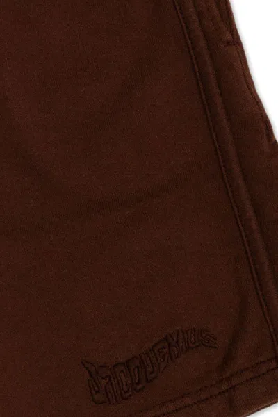 Shop Jacquemus Lenfant Camargue Logo Embroidered Fleece Track Shorts In Brown
