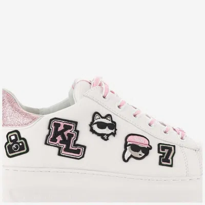 Shop Karl Lagerfeld Leather Sneaker K/ikonik In White