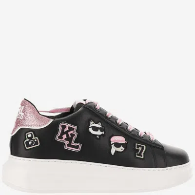 Shop Karl Lagerfeld Leather Sneaker K/ikonik In Black