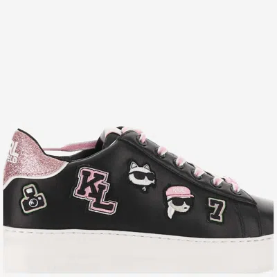 Shop Karl Lagerfeld Leather Sneaker K/ikonik In Black