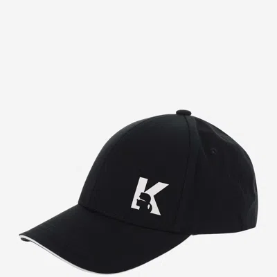 Shop Karl Lagerfeld Cotton Blend Baseball Cap With Logo In Black