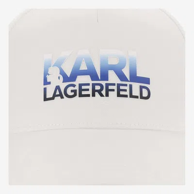 Shop Karl Lagerfeld Cotton Blend Baseball Cap With Logo In White