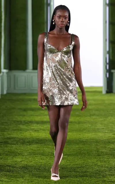 Shop Georges Hobeika Sequined Crepe Bustier Mini Dress In Metallic