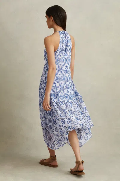 Shop Reiss Tiller - Blue Petite Side Pleat Asymmetric Midi Dress, Us 8