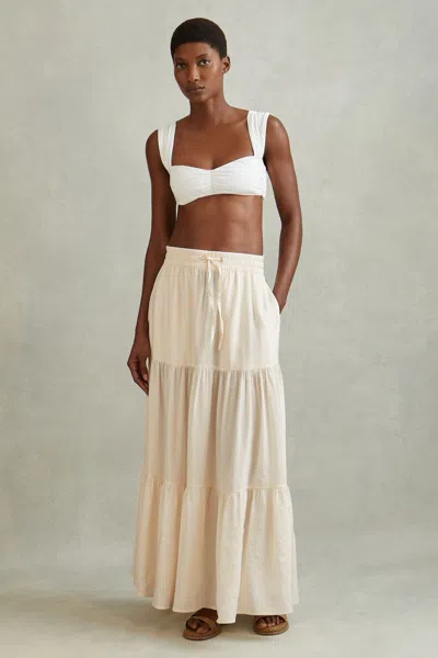 Shop Reiss Tammy - Neutral Tiered Drawstring Maxi Skirt, Us 0