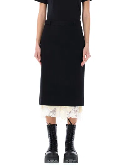 Shop Balenciaga Lingerie Tailored Skirt In Black / Cream