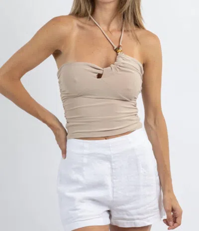 Shop Olivaceous St Martin Tie Crop In Taupe In Beige