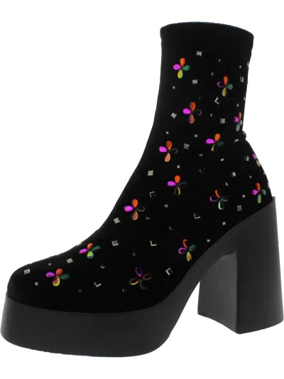 Shop Betsey Johnson Harriet Womens Block Heel Lifestyle Ankle Boots In Black