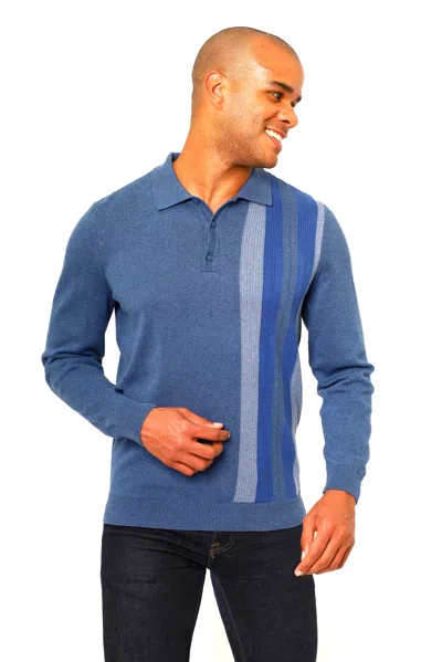 Shop Vellapais Manrosa Long Sleeve Polo In Blue