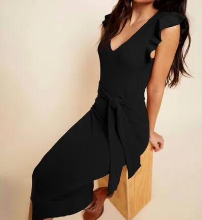 Shop Nation Ltd Oriana Ruffled Sash Dress In Black