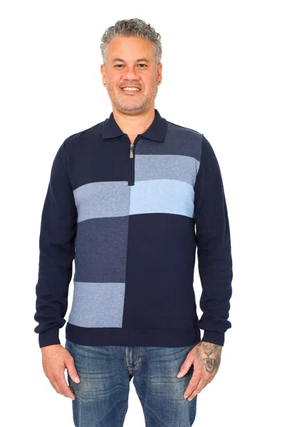 Shop Vellapais Lucana Quarter Zip Polo Shirt In Blue