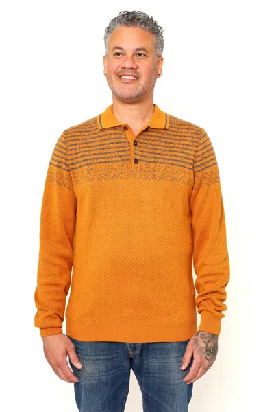 Shop Vellapais Granada Long Sleeve Polo In Orange