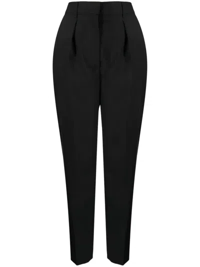 Shop Rohe Carrot Leg Single Pleat Trousers In Black