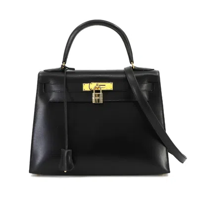 Shop Hermes Kelly 28 Leather Shopper Bag () In Black