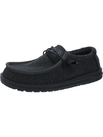 Shop Hey Dude Wally Mens Slip On Flat Loafers In Black