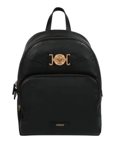 Shop Versace Medusa Biggie Leather Backpack In Black