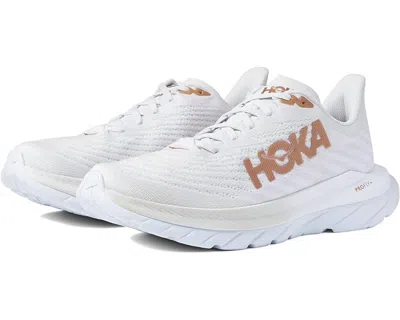 Shop Hoka Men's Mach 5 Running Shoe ( D Width ) In White/copper In Multi