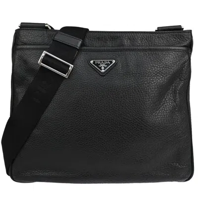 Shop Prada Vitello Leather Shoulder Bag () In Black