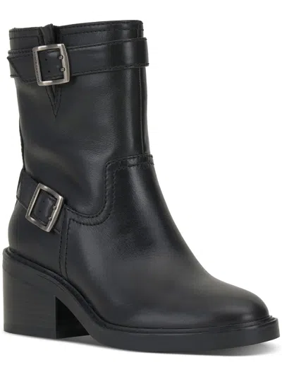 Shop Vince Camuto Vergila Womens Leather Ankle Motorcycle Boots In Black