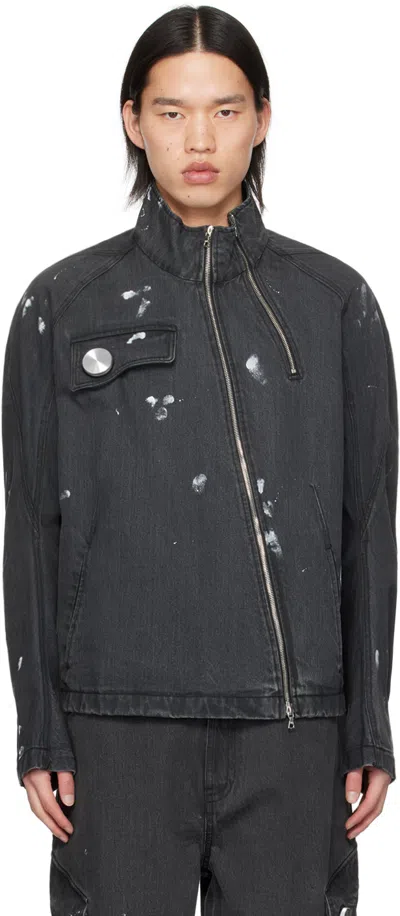 Shop Cmmawear Gray Articulated Sleeve Denim Jacket In Grey Denim
