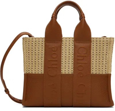 Shop Chloé Beige & Brown Woody Small Tote In 247 Caramel