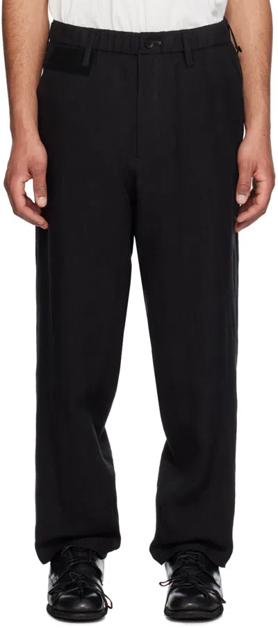 Shop Yohji Yamamoto Black Elasticized Trousers In 1 Black