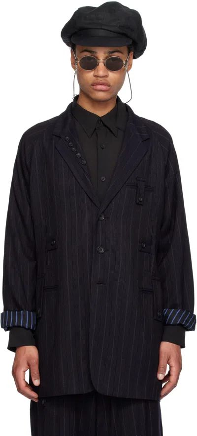 Shop Yohji Yamamoto Black Stripe Blazer In 1 Black
