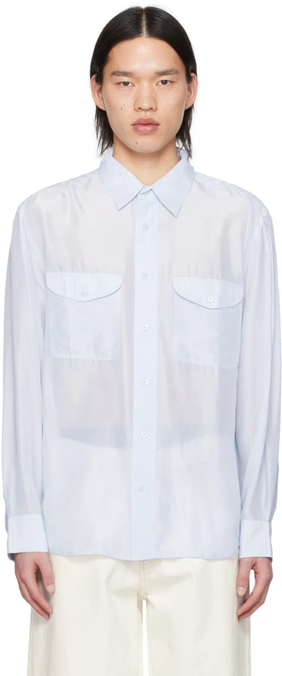 Shop Gant 240 Mulberry Street Blue Flap Pocket Shirt In 433-evening Blue